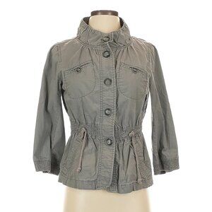 Ann Taylor Loft Twill Solid Casual Long Sleeve Utility Coat Jacket XXSP